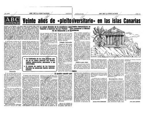 20 años de Pleito Universitario en las Islas Canarias. 1985 ABC.