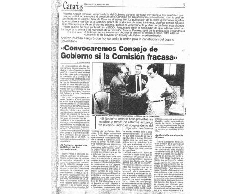 Creación Comisión Transferencias Universitarias 1989, La Provincia
