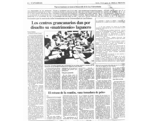 Los Centros grancanarios dan por disuelto su matrimonio lagunero. 1989 La Provincia