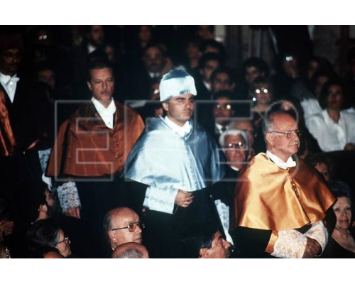 Kraus y Juan Díaz, primeros doctores de honor de la Universidad de Las Palmas. 14/11/1991. La Provincia