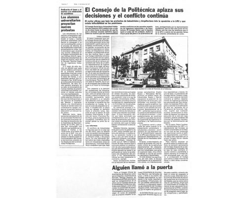 1987. El Consejo de la Politécnica aplaza sus decisiones y el conflicto continua