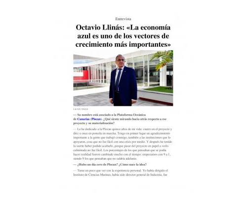 2020. Octavio Llinás: «La economía  azul es uno de los vectores de  crecimiento más importantes